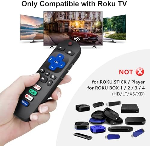 (Pack of 2) Replacement Remote Control Only for Roku TV, Compatible for TCL Roku/Hisense Roku/Onn Roku/Sharp Roku/Element Roku/Westinghouse Roku/Philips Roku Smart TVs (Not for Roku Stick and Box)