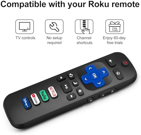 (Pack of 2) Replacement Remote Control Only for Roku TV, Compatible for TCL Roku/Hisense Roku/Onn Roku/Sharp Roku/Element Roku/Westinghouse Roku/Philips Roku Smart TVs (Not for Roku Stick and Box)
