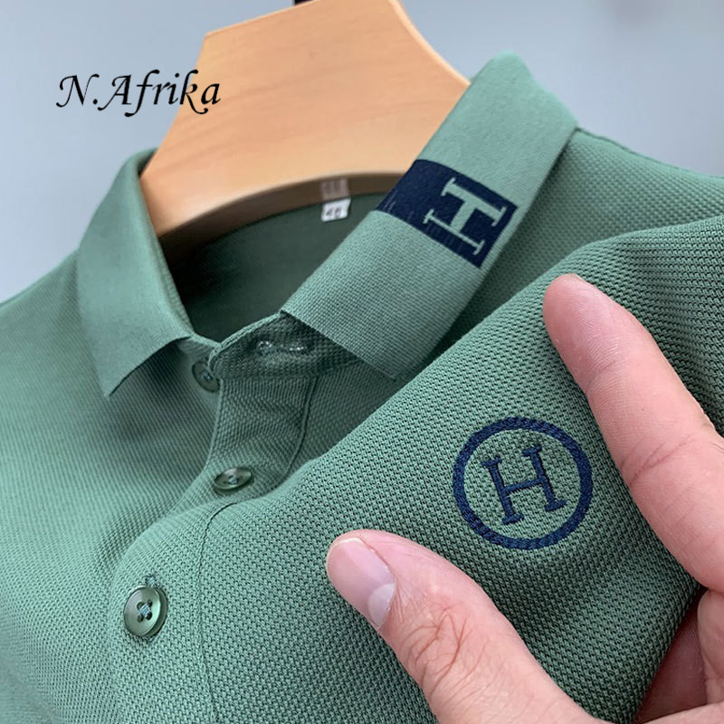"Nyota wa Afrika" POLO shirt summer H letter Embroidery business affairs leisure time Short sleeve Lapel collar Men's T-shirt