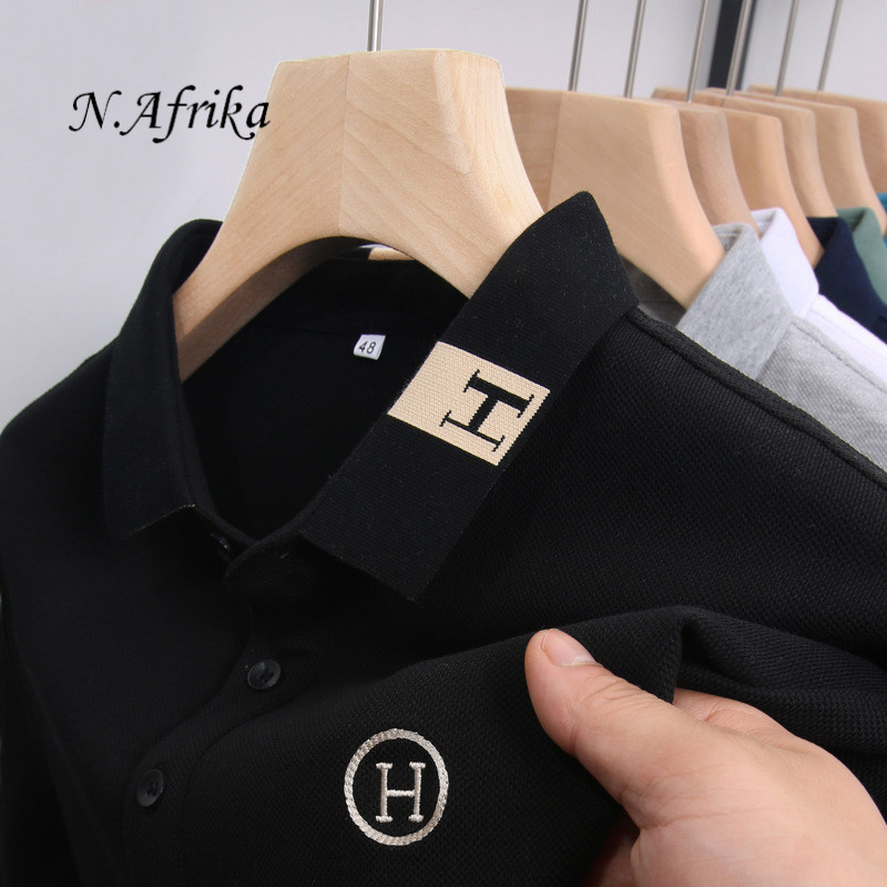 "Nyota wa Afrika" POLO shirt summer H letter Embroidery business affairs leisure time Short sleeve Lapel collar Men's T-shirt