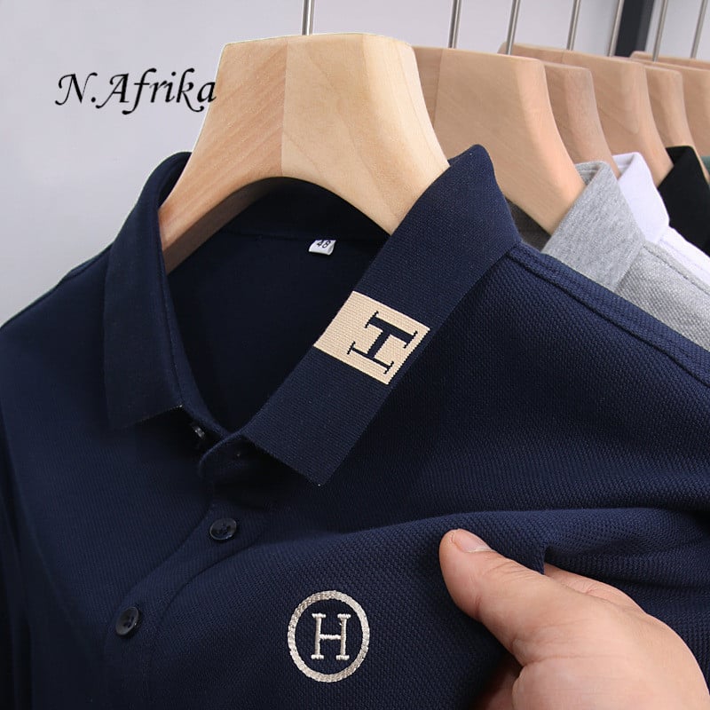 "Nyota wa Afrika" POLO shirt summer H letter Embroidery business affairs leisure time Short sleeve Lapel collar Men's T-shirt