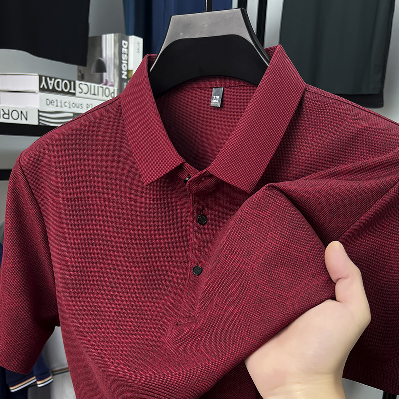 "Nyota wa Afrika"Men Short Sleeve Waffle Texture Polo Shirt Full Print Fashion Middle-aged Father Summer Tee