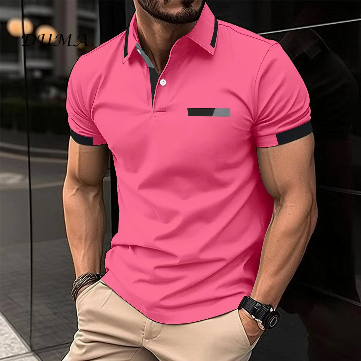 "Nyota wa Afrika"Men Leisure POLO shirt Chest Lapel collar Button Business T-shirt tops