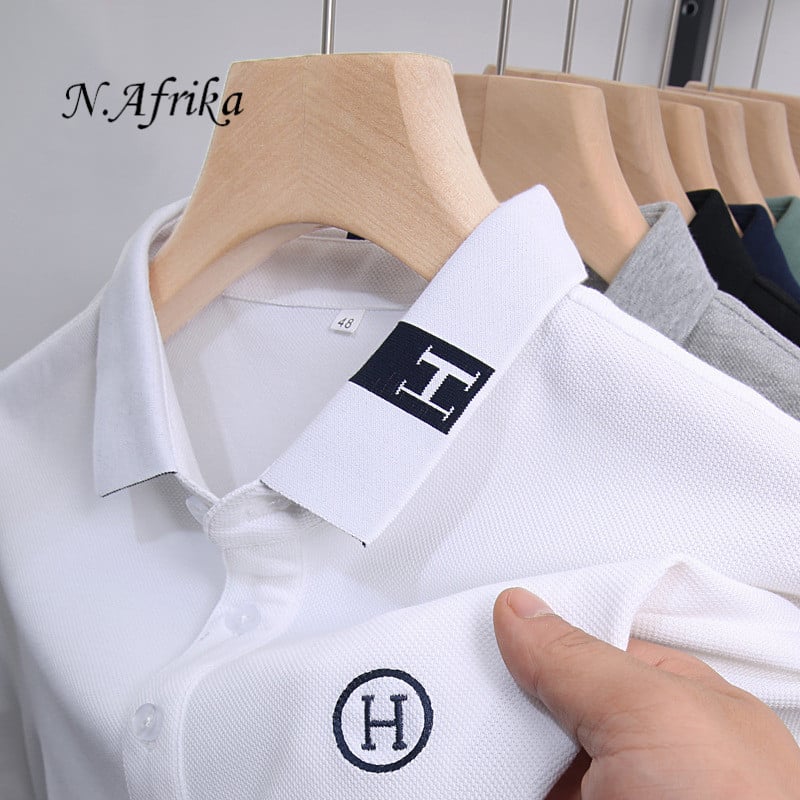"Nyota wa Afrika" POLO shirt summer H letter Embroidery business affairs leisure time Short sleeve Lapel collar Men's T-shirt