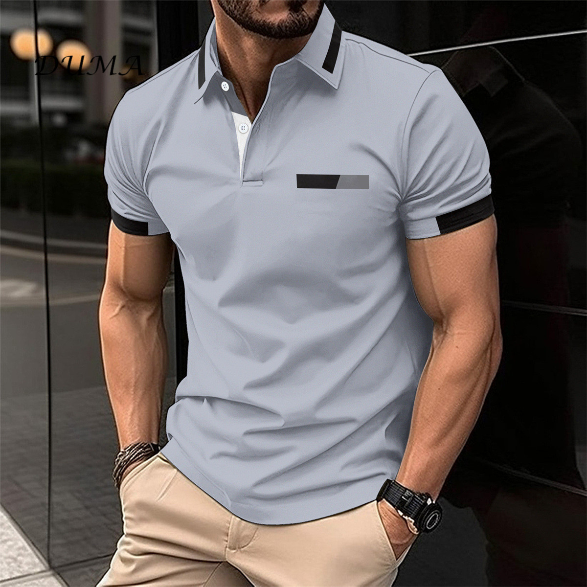 "Nyota wa Afrika"Men Leisure POLO shirt Chest Lapel collar Button Business T-shirt tops