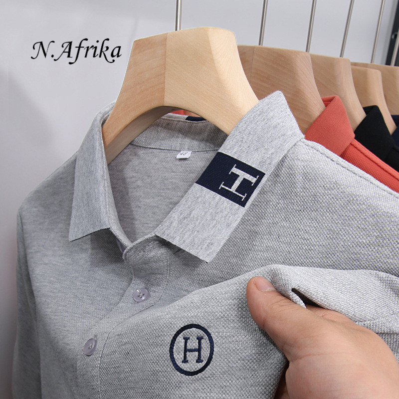 "Nyota wa Afrika" POLO shirt summer H letter Embroidery business affairs leisure time Short sleeve Lapel collar Men's T-shirt