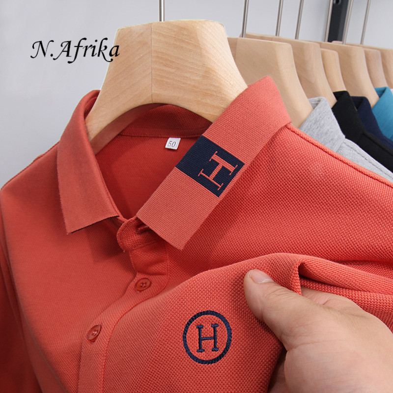 "Nyota wa Afrika" POLO shirt summer H letter Embroidery business affairs leisure time Short sleeve Lapel collar Men's T-shirt