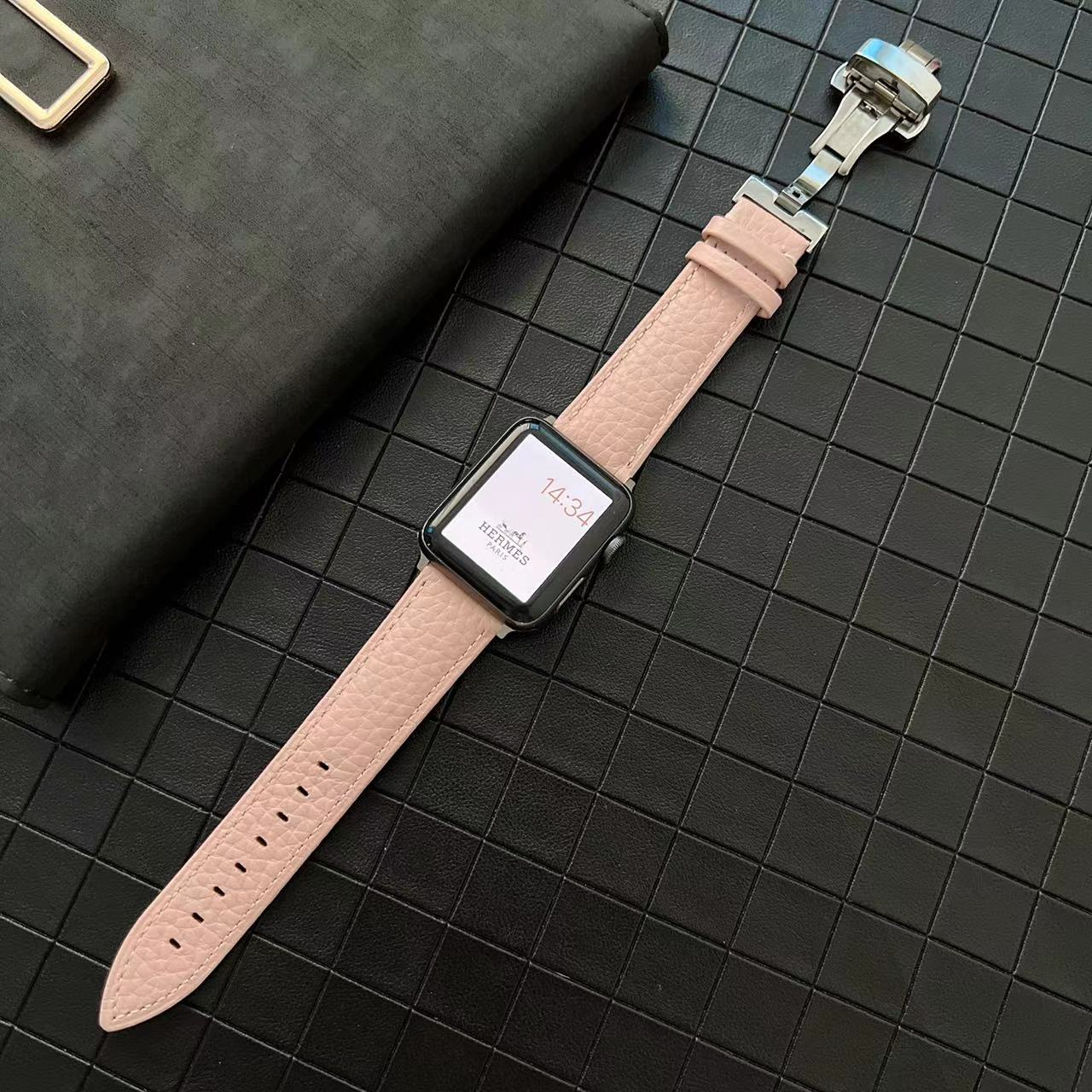 Genuine Leather Watchband for Apple Watch 40 41 mm Grainy Design Strap For IWatch 10 9 Ultra 8 7 6 5 Wristband 42 44 45 46 49 mm