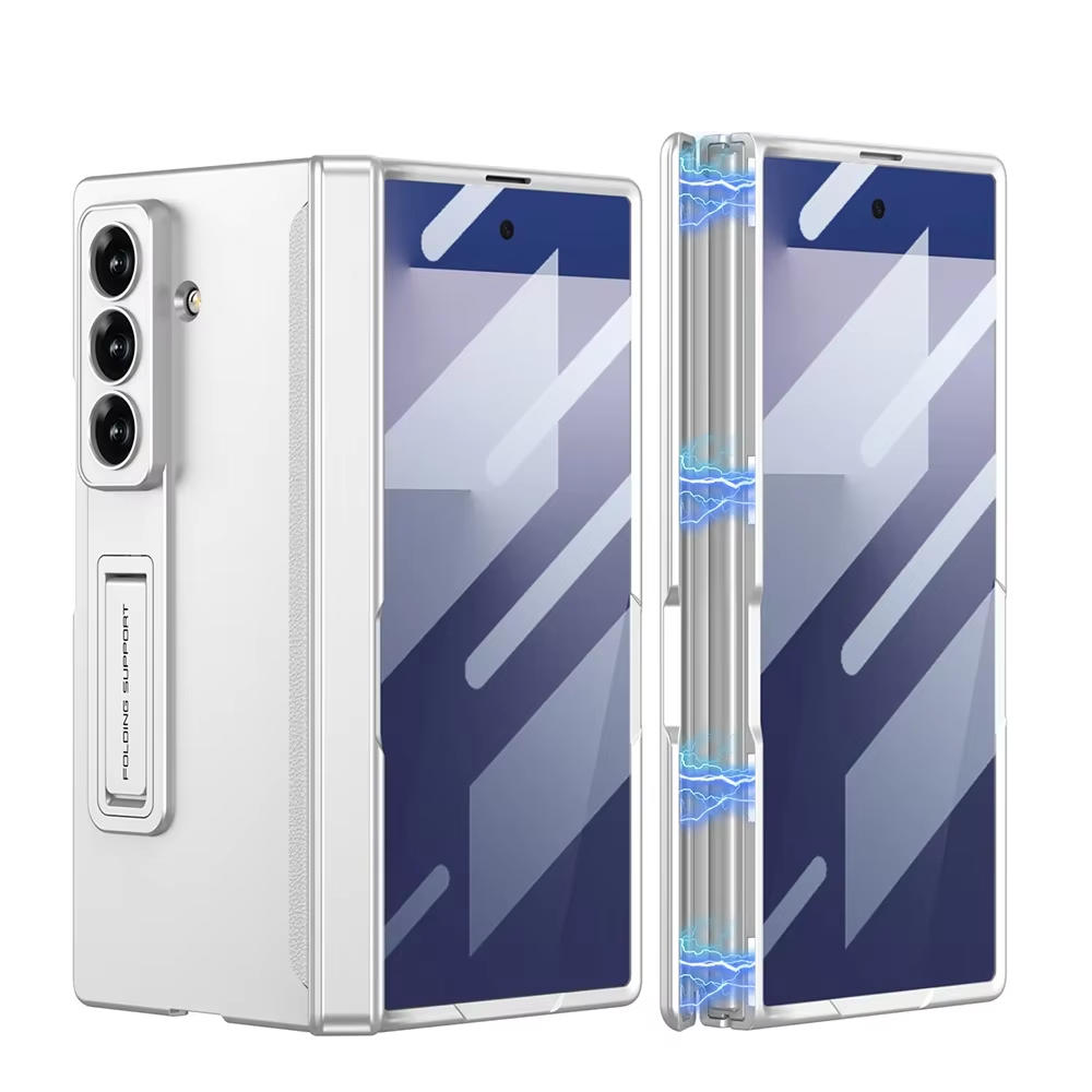 Magnetic Hinge Protective Case For Samsung Galaxy Z Fold 7 6 5G With Screen Glass Film Z Fold6 Fold7 Anti-fall Matte Stand Cover