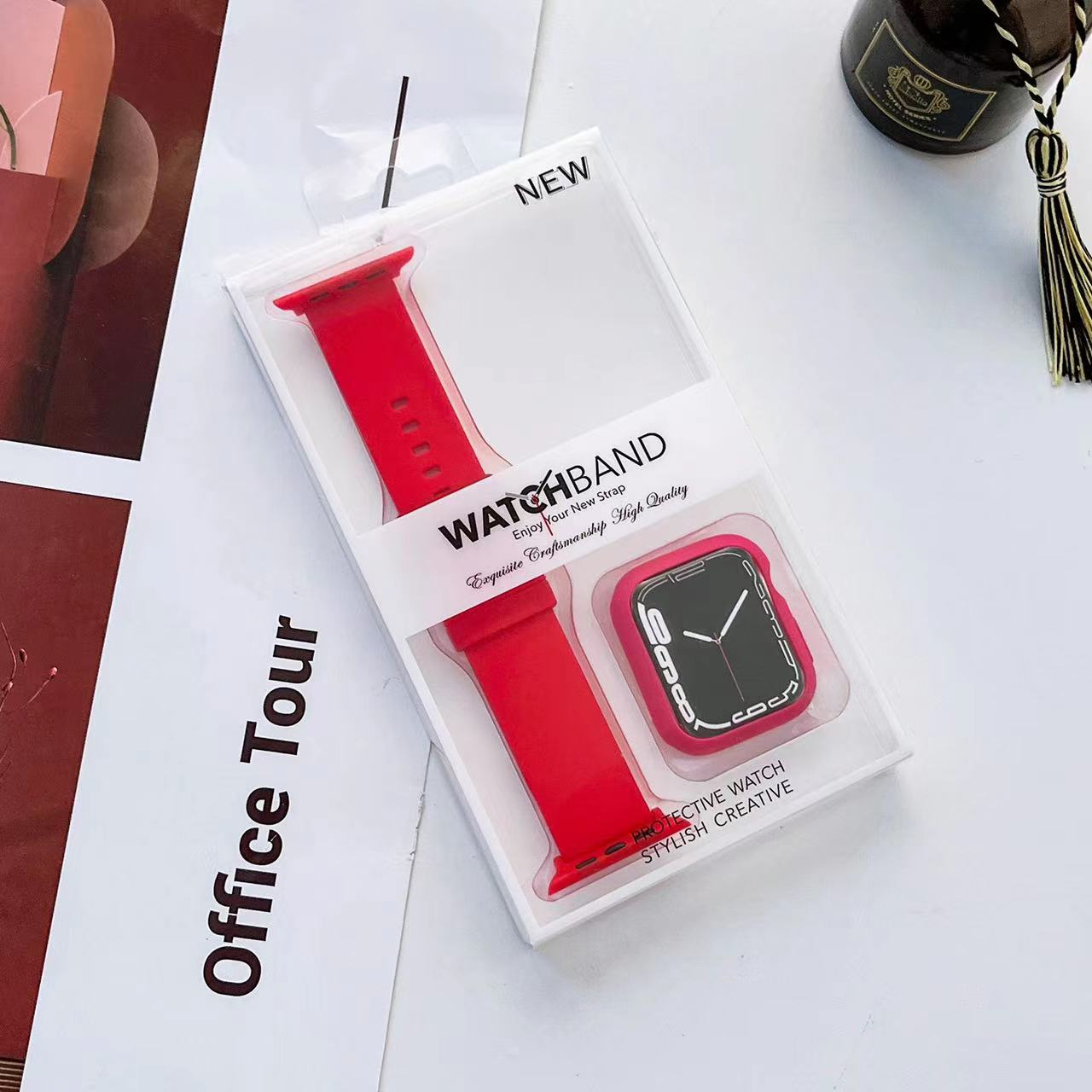 Case+Strap For Apple Watch Bracelet 45mm 41mm 44mm 40mm 46mm 42mm Silicone Wristband Case For iWatch Series 10 9 8 7 6 5 SE Band