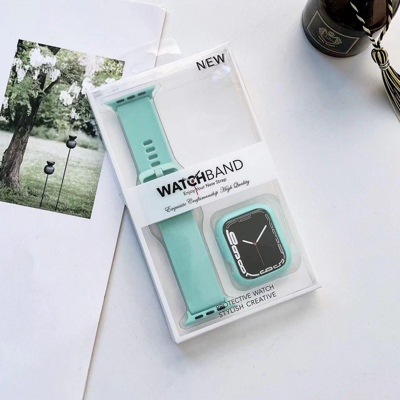 Case+Strap For Apple Watch Bracelet 45mm 41mm 44mm 40mm 46mm 42mm Silicone Wristband Case For iWatch Series 10 9 8 7 6 5 SE Band