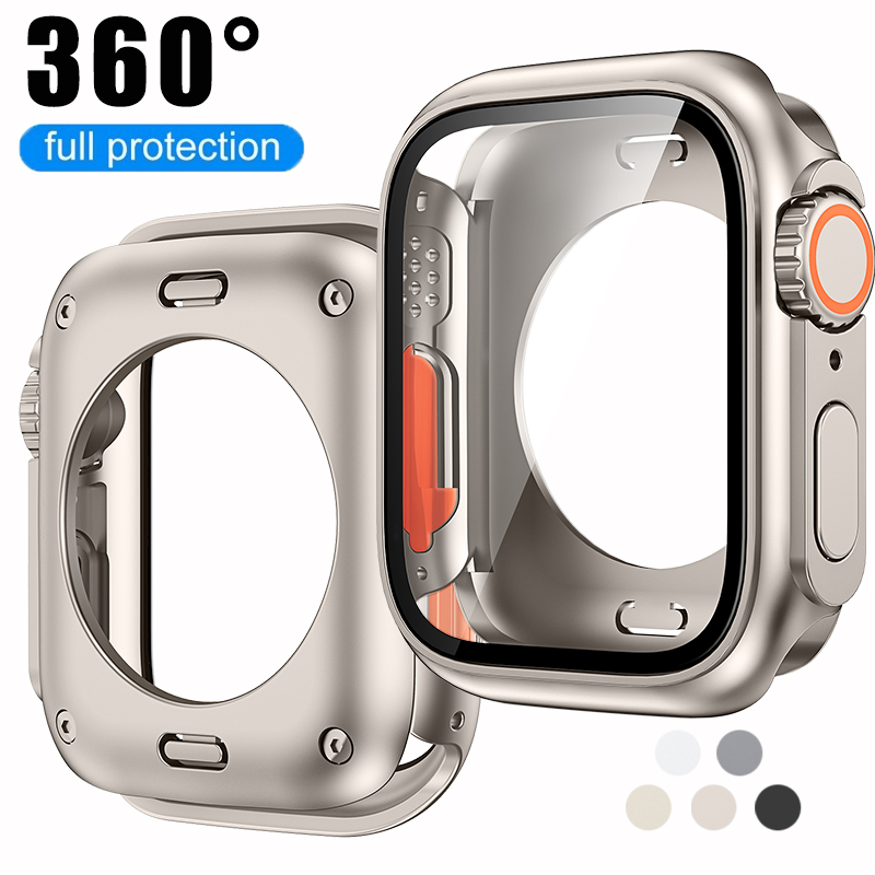 44 45MM Glass+Case For Apple Watch 8 7 45mm Tempered Glass Cover for iWatch 6 SE 5 4 44mm Full Coverage Frame Screen Protector
