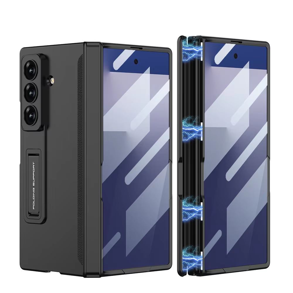 Magnetic Hinge Protective Case For Samsung Galaxy Z Fold 7 6 5G With Screen Glass Film Z Fold6 Fold7 Anti-fall Matte Stand Cover