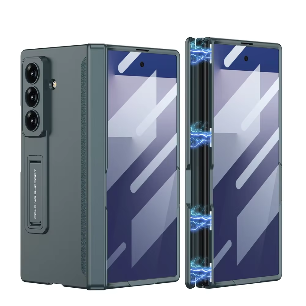 Magnetic Hinge Protective Case For Samsung Galaxy Z Fold 7 6 5G With Screen Glass Film Z Fold6 Fold7 Anti-fall Matte Stand Cover