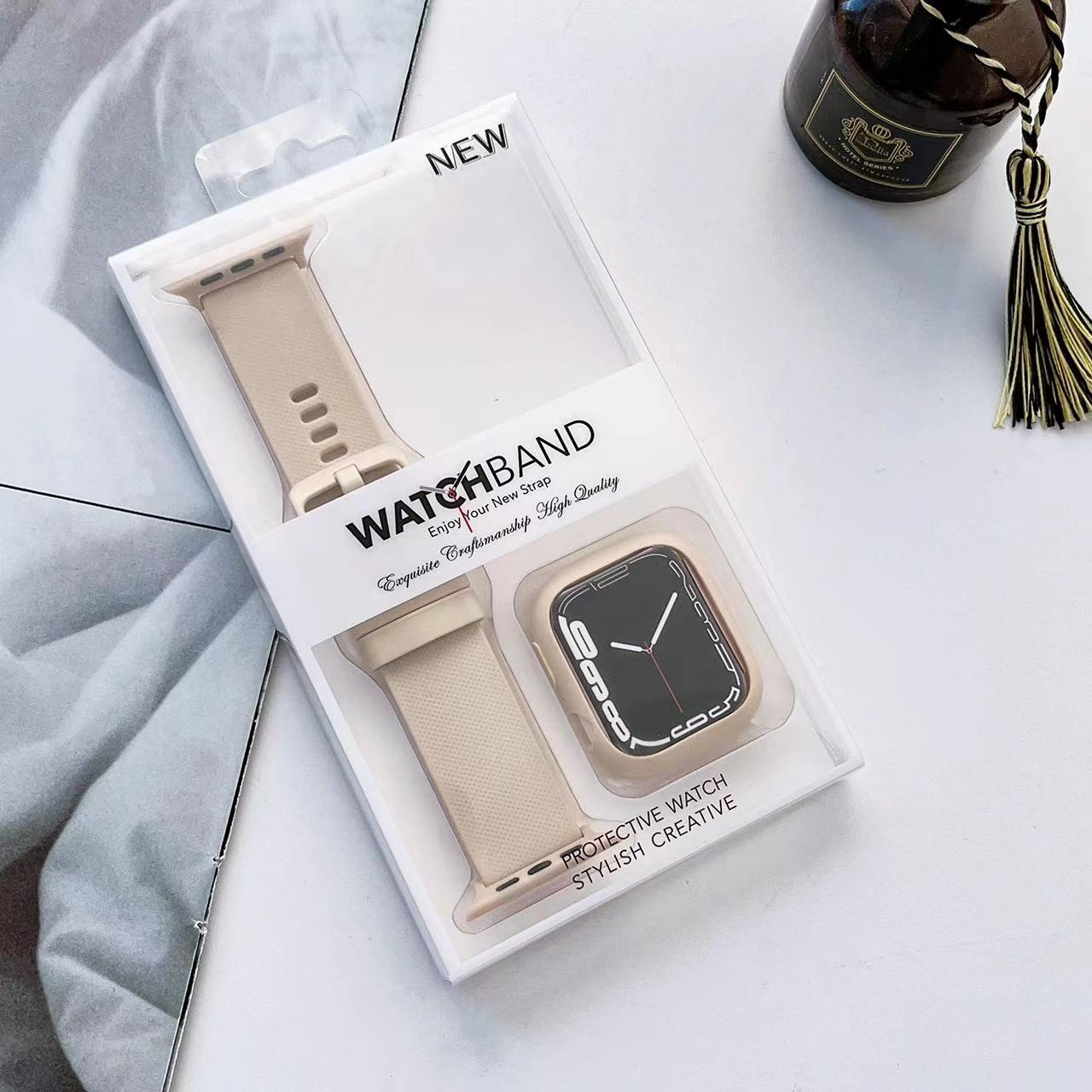 Case+Strap For Apple Watch Bracelet 45mm 41mm 44mm 40mm 46mm 42mm Silicone Wristband Case For iWatch Series 10 9 8 7 6 5 SE Band