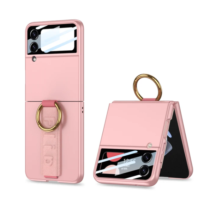 Ultra Thin Hard PC Shockproof Phone Cover for Samsung Galaxy Z Flip 6 5 4 3 5G Case with Wrist Band Ring Small Screen Protector