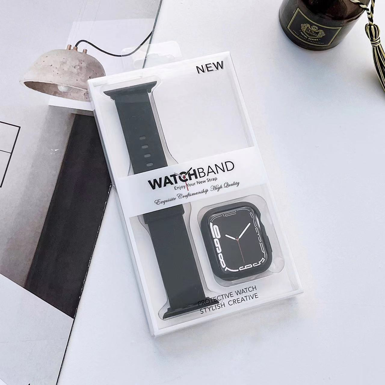 Case+Strap For Apple Watch Bracelet 45mm 41mm 44mm 40mm 46mm 42mm Silicone Wristband Case For iWatch Series 10 9 8 7 6 5 SE Band