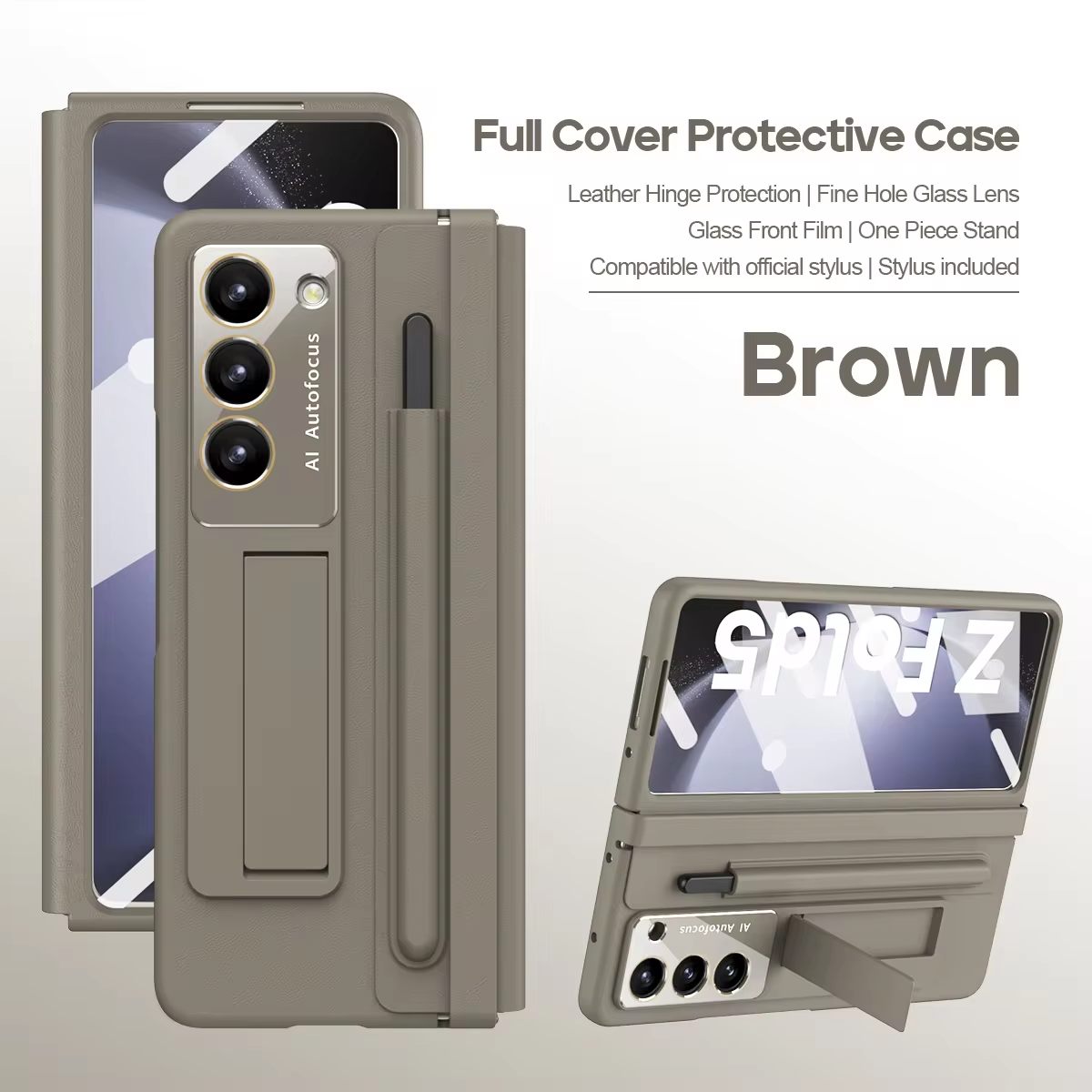 Luxury Leather Cover Case For Samsung Galaxy Z Fold 7 6 5 4 5G Fold6 Fold5 Fold4 with Glass Screen Protector Touch Pen