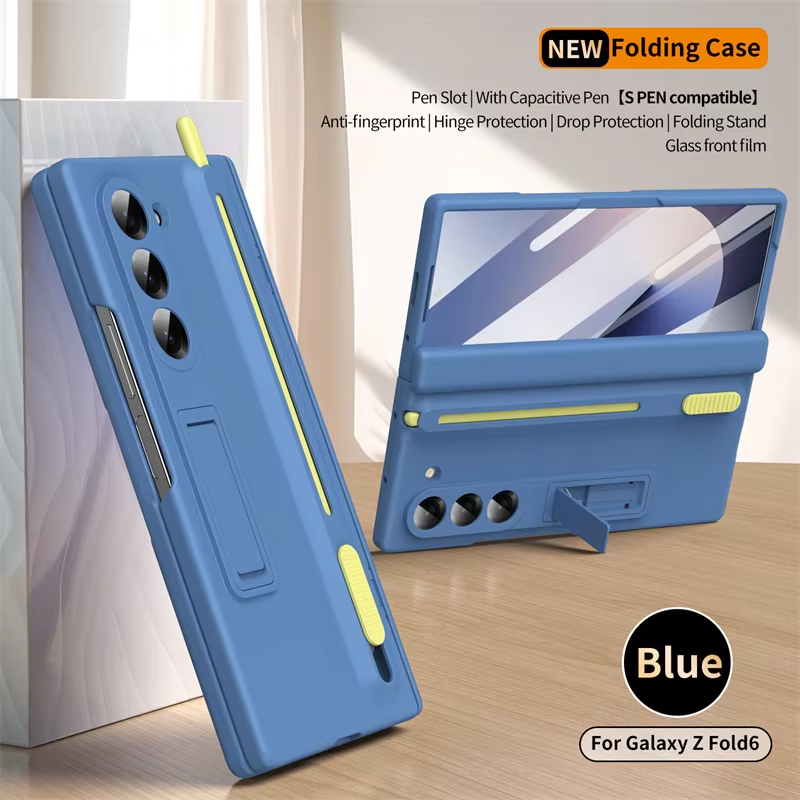 360 Full Protection Hinge Case For Samsung Galaxy Z Fold 5 4 6 3 Original With Touch Pen Folding Cover Tempered Glass Film Stand