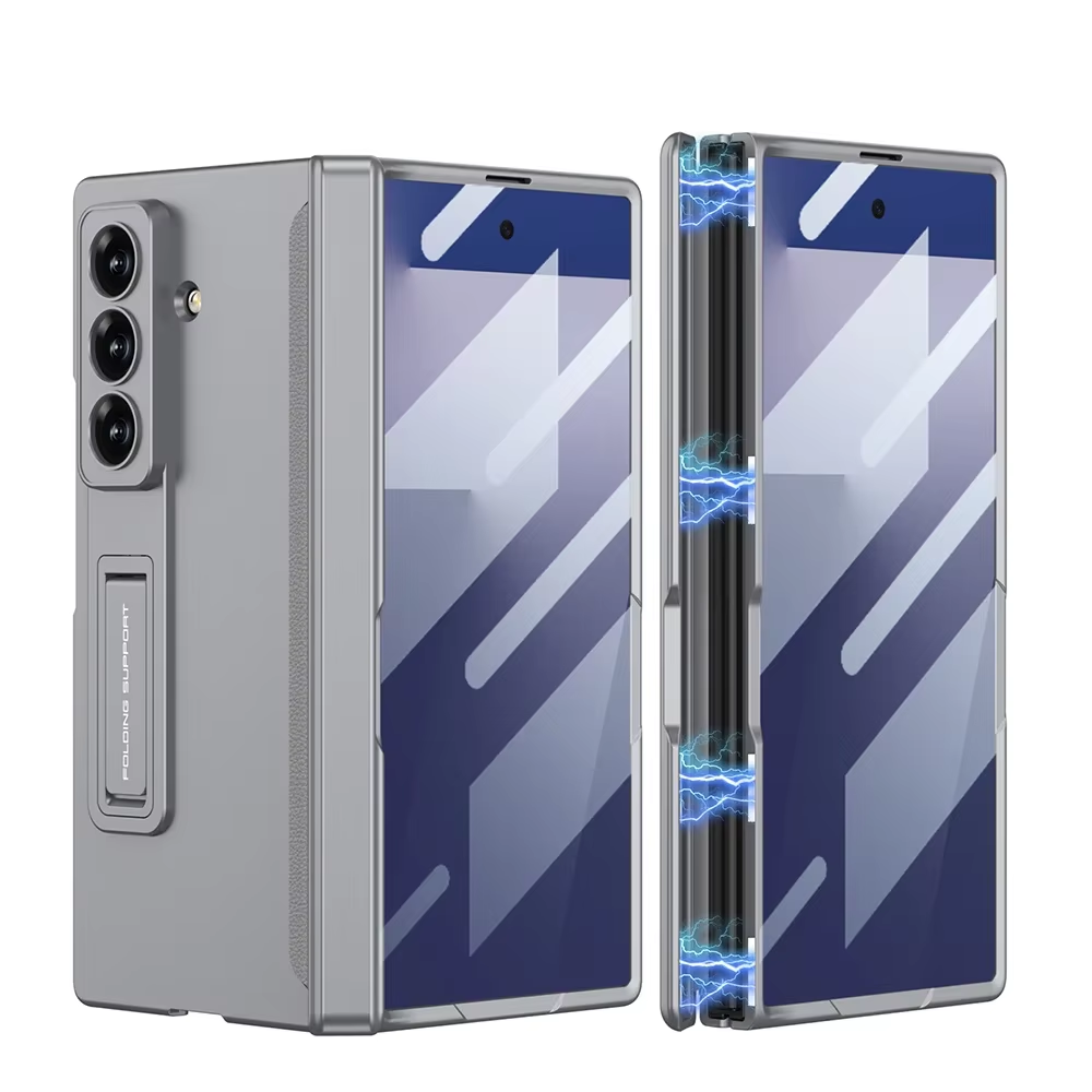 Magnetic Hinge Protective Case For Samsung Galaxy Z Fold 7 6 5G With Screen Glass Film Z Fold6 Fold7 Anti-fall Matte Stand Cover