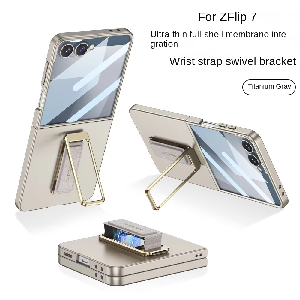 Magnetic Wristband Case For Samsung Galaxy Z Flip 7 Phone Cover With Rotating Kickstand Built in Small Screen Protector Funda