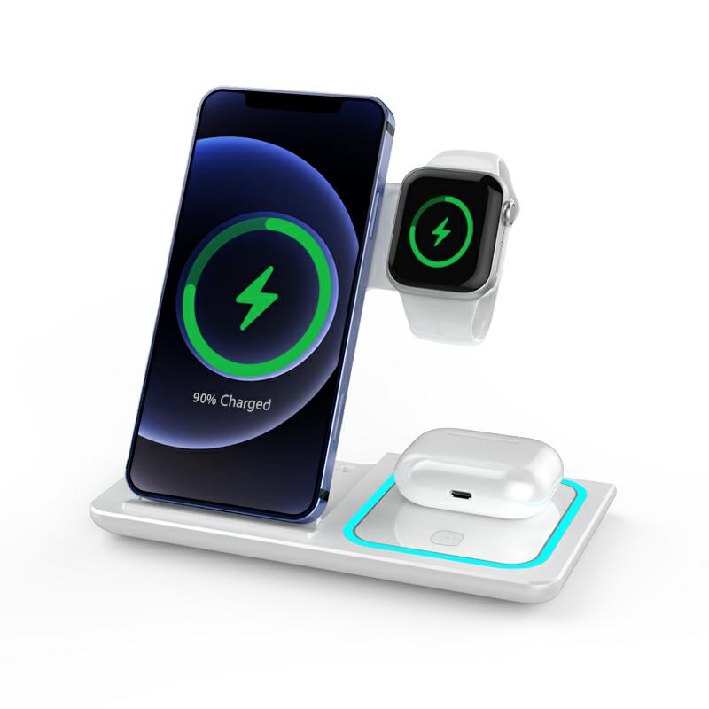 15W Fast Qi Wireless Charger Stand For iPhone 13 12 11 XS XR X 8 3 in 1 Charging Dock Station for Apple Watch 7 6 SE Airpods Pro