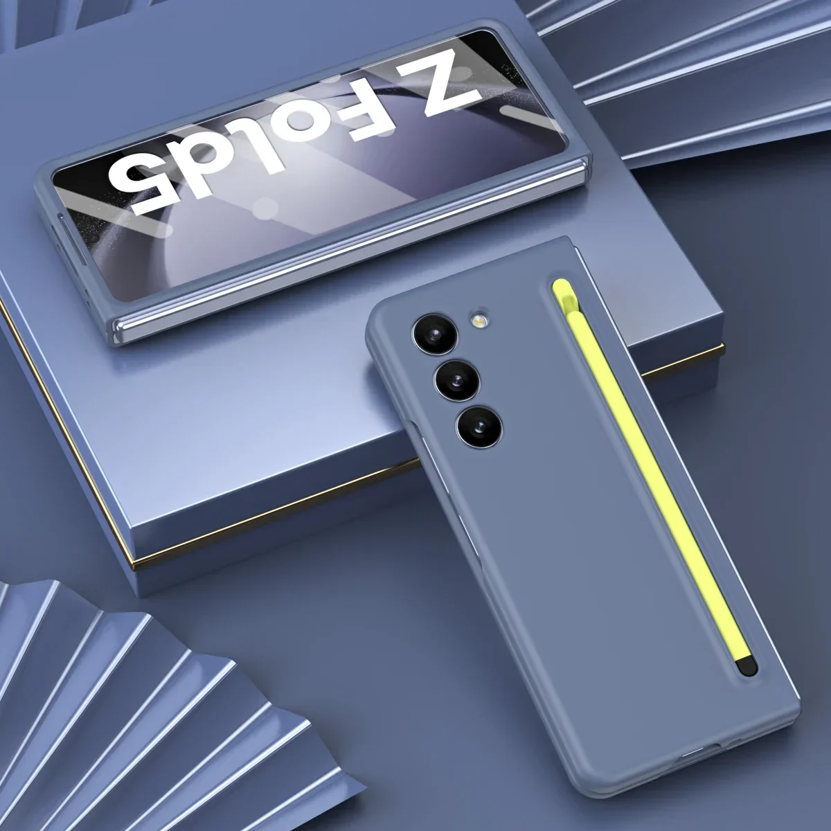 With S Pen Holder For Samsung Galaxy Z Fold 7 6 5 4 3 5G Fold4 Fold5 Case Liquid Silicon Hard PC 360 Full Screen Protector Cover