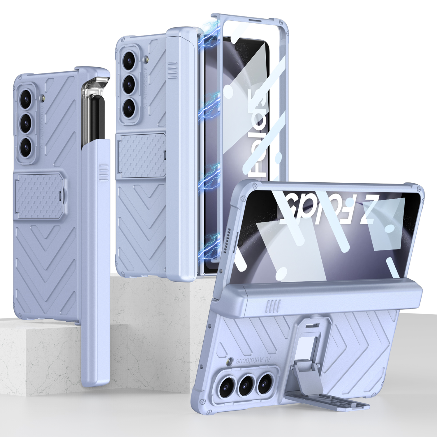 Hard Armour Magnetic Hinge Protection Pen Holder Cover for Samsung Galaxy Z Fold 5 Case Shockproof with Screen Protector Bracket