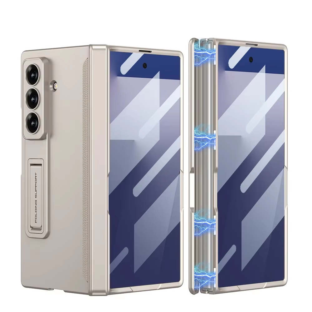 Magnetic Hinge Protective Case For Samsung Galaxy Z Fold 7 6 5G With Screen Glass Film Z Fold6 Fold7 Anti-fall Matte Stand Cover