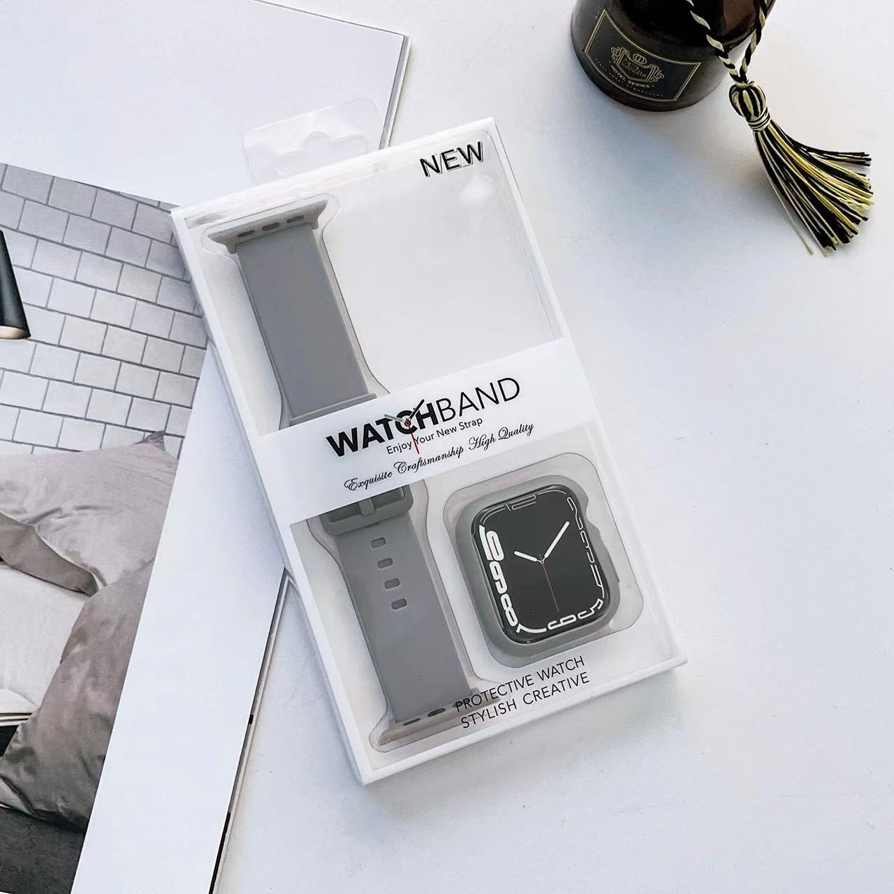 Case+Strap For Apple Watch Bracelet 45mm 41mm 44mm 40mm 46mm 42mm Silicone Wristband Case For iWatch Series 10 9 8 7 6 5 SE Band
