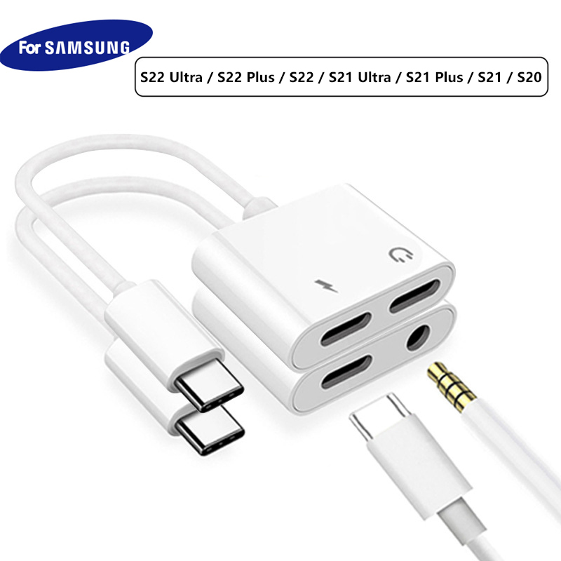 2 In 1 USB Type C Charge Audio Adapter For Samsung Galaxy S21 FE S20 Plus S22 Ultra Connector USBC to 3 5 mm Jack AUX Converter