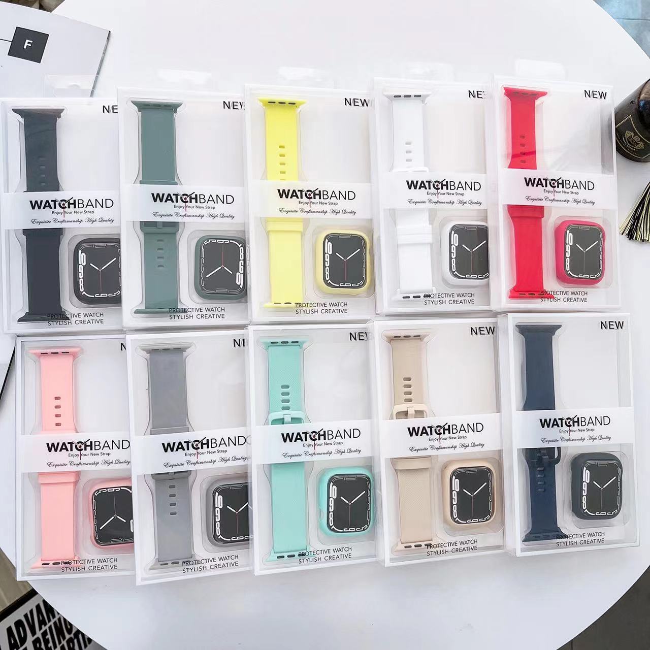 Case+Strap For Apple Watch Bracelet 45mm 41mm 44mm 40mm 46mm 42mm Silicone Wristband Case For iWatch Series 10 9 8 7 6 5 SE Band