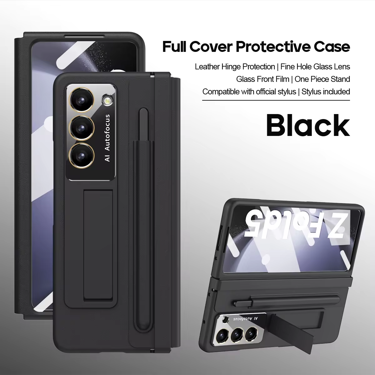 Luxury Leather Cover Case For Samsung Galaxy Z Fold 7 6 5 4 5G Fold6 Fold5 Fold4 with Glass Screen Protector Touch Pen