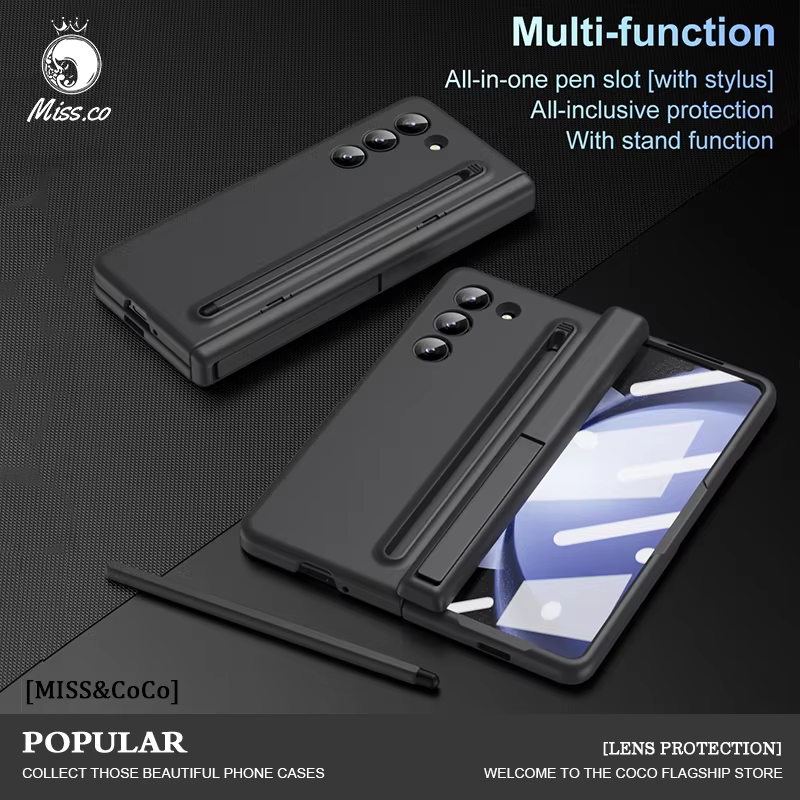 Fashion Wristband Pen Slot Stylus Case For Samsung Galaxy Z Fold 7 6 5 4 3 Hinge Full-pack Tempered Glass Film Protection Cover