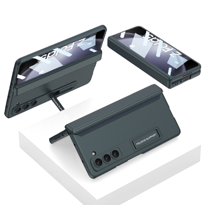 Magnetic Hinge Protection Hard PC Shockproof Phone Cover for Samsung Galaxy Z Fold 5 Case with Screen Protector Bracket