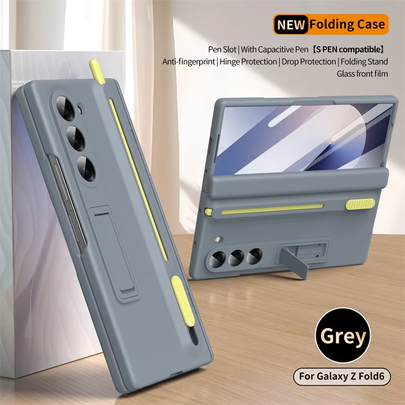 360 Full Protection Hinge Case For Samsung Galaxy Z Fold 5 4 6 3 Original With Touch Pen Folding Cover Tempered Glass Film Stand
