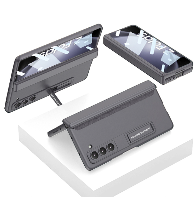 Magnetic Hinge Protection Hard PC Shockproof Phone Cover for Samsung Galaxy Z Fold 5 Case with Screen Protector Bracket