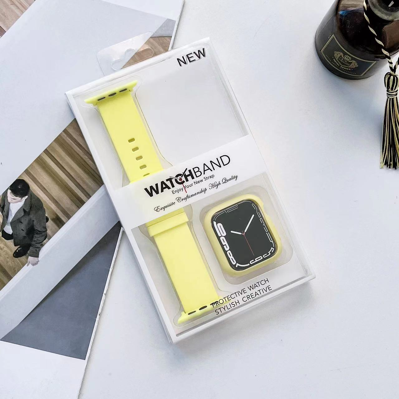 Case+Strap For Apple Watch Bracelet 45mm 41mm 44mm 40mm 46mm 42mm Silicone Wristband Case For iWatch Series 10 9 8 7 6 5 SE Band