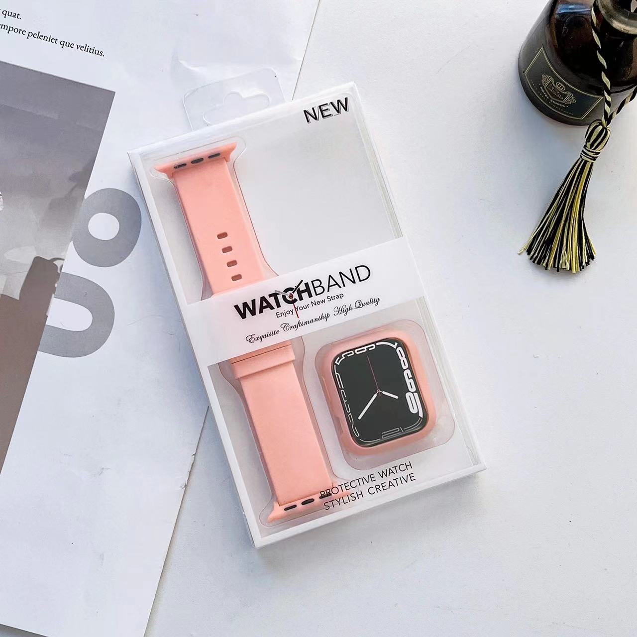Case+Strap For Apple Watch Bracelet 45mm 41mm 44mm 40mm 46mm 42mm Silicone Wristband Case For iWatch Series 10 9 8 7 6 5 SE Band