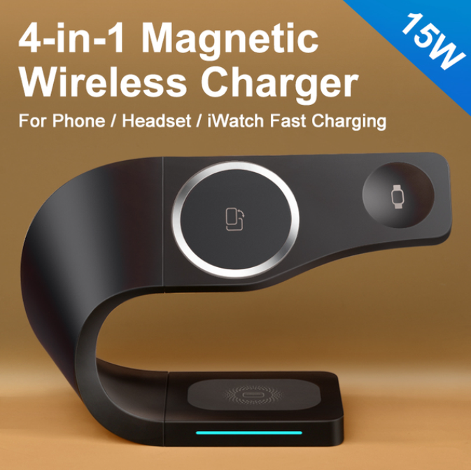 15W All-in-One Wireless Charger Stand for iPhone 14 13 12 Pro Max 13Mini Apple Watch AirPods Pro 2 Fast Wireless Charging Dock