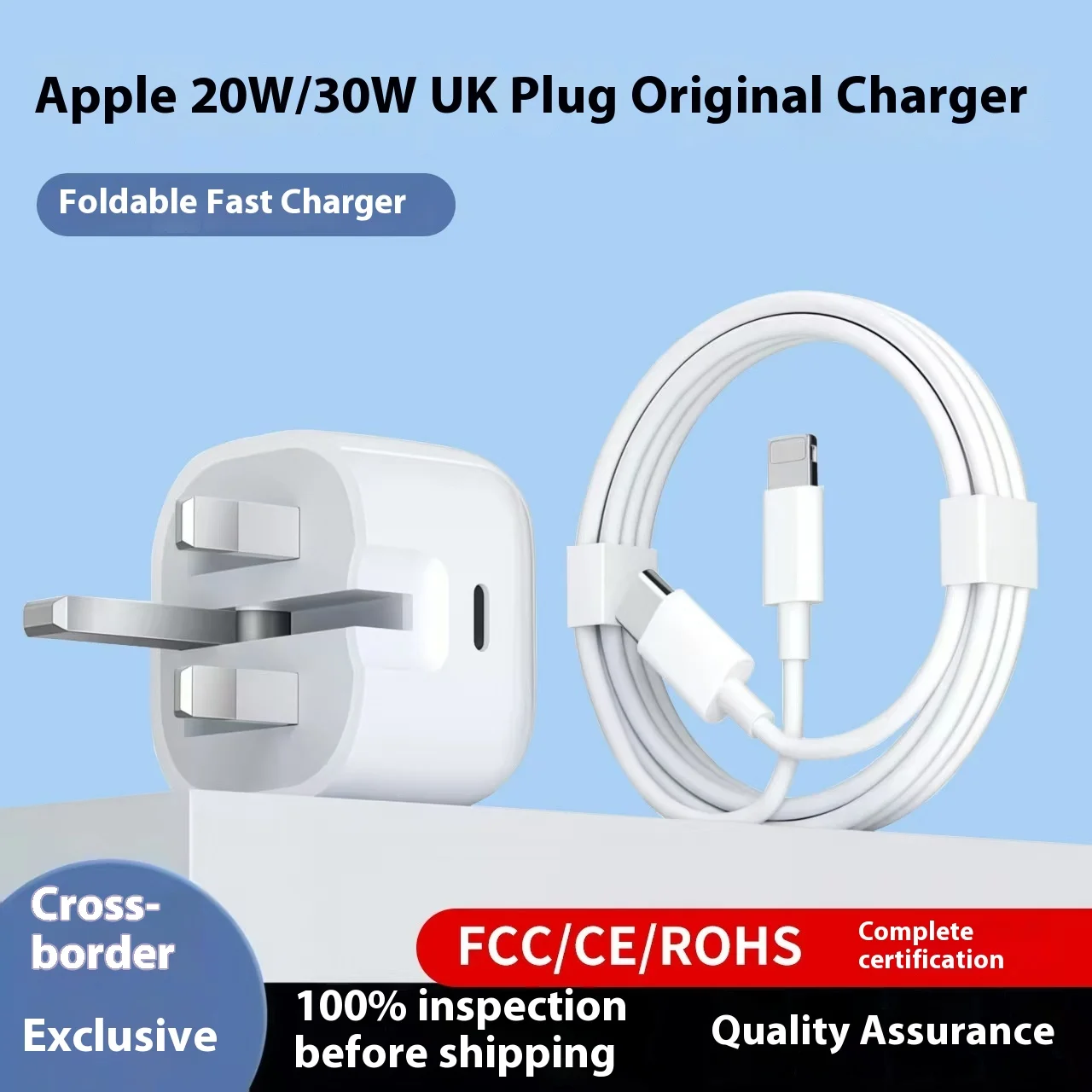 20W Fast Charging USB-C Power Adapter - Universal UK/US/EU Plug