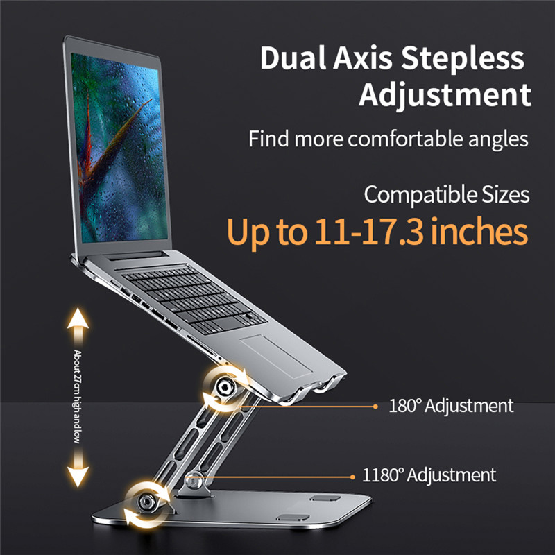 10-17 Inch Foldable Laptop Tablet Stand Aluminum Alloy Adjustable Desktop PC Notebook Lifting Heightening Cooling Bracket Holder