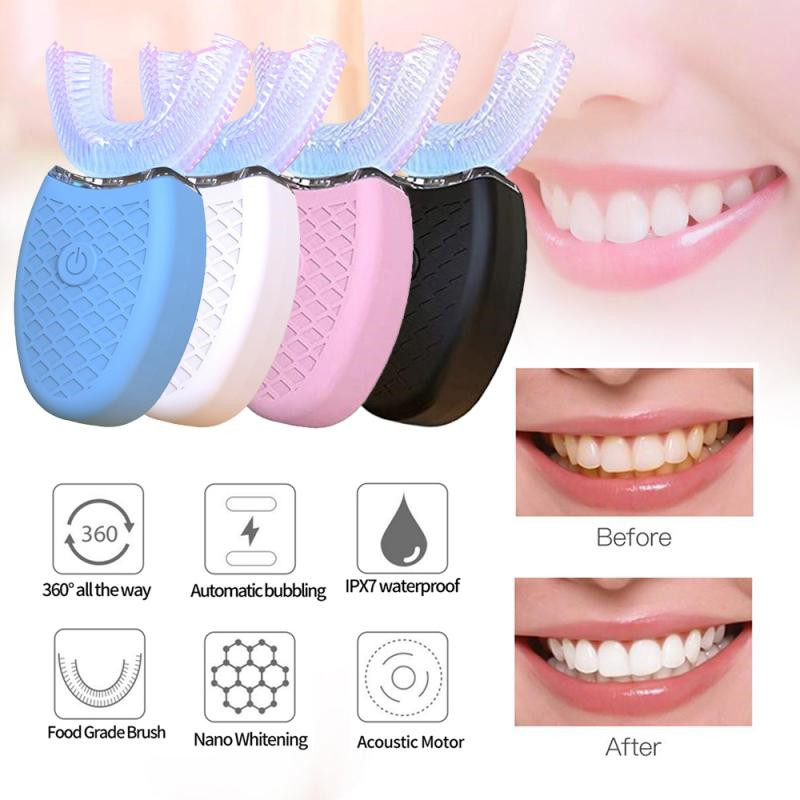 Adult Sonic Electric Toothbrush U Shaped 360 Degrees Automatic Ultrasonic Tooth Brush USB Charging Teeth Whitening Clean