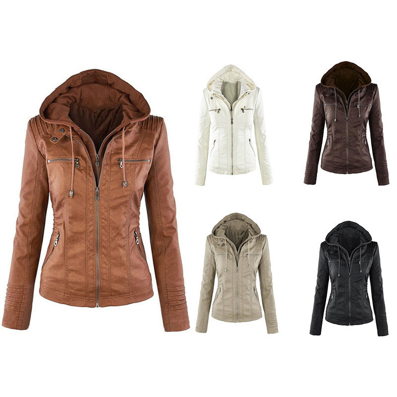 Faux Leather Jacket Women Streetwear Coat Female Autumn Winter Motorcycle Jackets Plus Size Casual Zipper Hoodies Outerwear