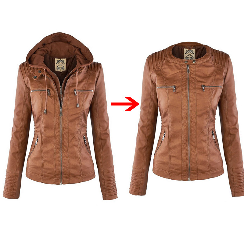 Faux Leather Jacket Women Streetwear Coat Female Autumn Winter Motorcycle Jackets Plus Size Casual Zipper Hoodies Outerwear