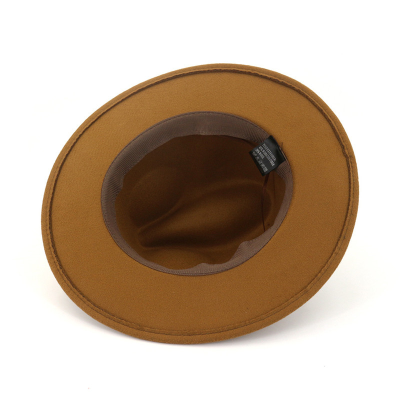 Autumn Winter Felt Fedora Hats With Belt Wide Flat Brim Jazz Caps Trilby Formal Top Hat Panama Cap For Unisex Men Women