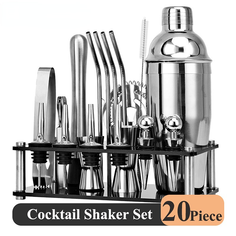 20PCS Shaker Cocktail Set and Bar Tools Barman Cocktail Shaker Mixology Bartender Kit Complete Professional Bartender Kit Mojito