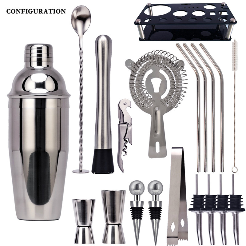 20PCS Shaker Cocktail Set and Bar Tools Barman Cocktail Shaker Mixology Bartender Kit Complete Professional Bartender Kit Mojito