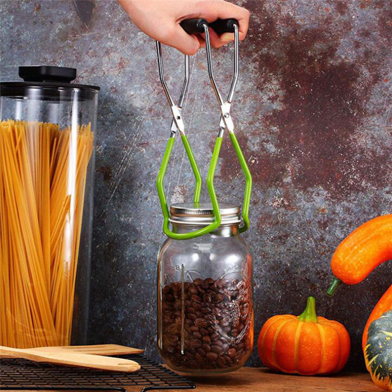 Canning Jar Lifter With Grip Handle Stainless Steel Can Tongs Clip Heat Resistance Anti-Clip Glass Bottle Holder Kitchen Tool