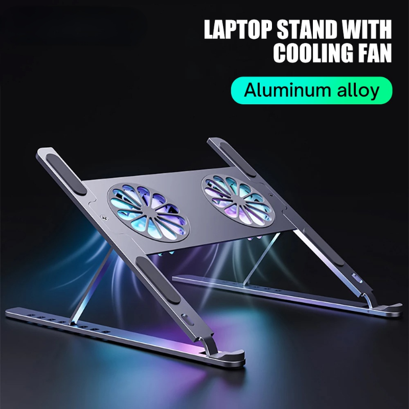 Aluminum Adjustable Laptop Cooling Stand For Macbook Computer PC iPad Tablet Support Notebook Stand Cooler Fan Pad Laptop Holder